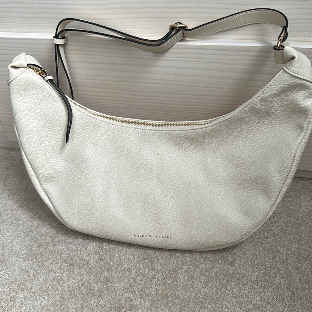 Poppy & Peonies Cream over the moon Bag with Crescent Shape